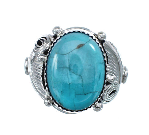 Sterling Silver Turquoise Native American Feather Ring Size 12-3/4 AX126144